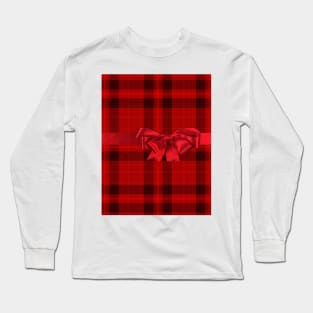 Black and Red Plaid Christmas Present Long Sleeve T-Shirt